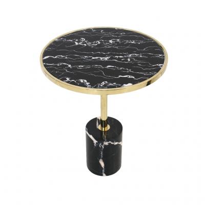 Pair Of Contemporary Marquina Marble Glass Brass Side Italian Tables