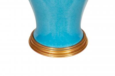 Pair Of Deep Turquoise Pottery Table Lamps By Daniel Barney