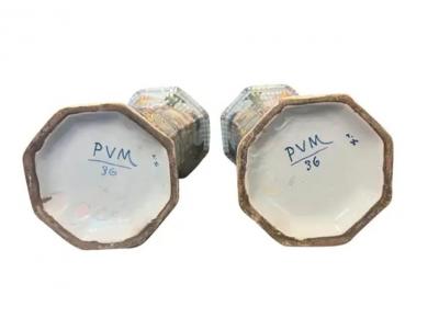 Pair Of Delft Polychrome Vases