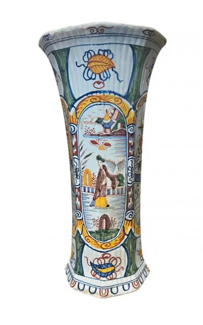 Pair Of Delft Polychrome Vases