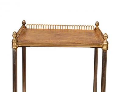 Pair Of Edwardian Style Brass And Leather End Tables