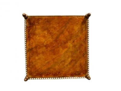 Pair Of Edwardian Style Brass And Leather End Tables