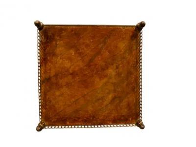 Pair Of Edwardian Style Brass And Leather End Tables