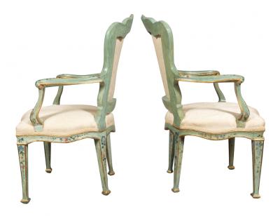 Pair Of Eighteenth Century Venetian Painted Armchairs