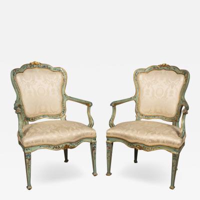 Pair Of Eighteenth Century Venetian Painted Armchairs