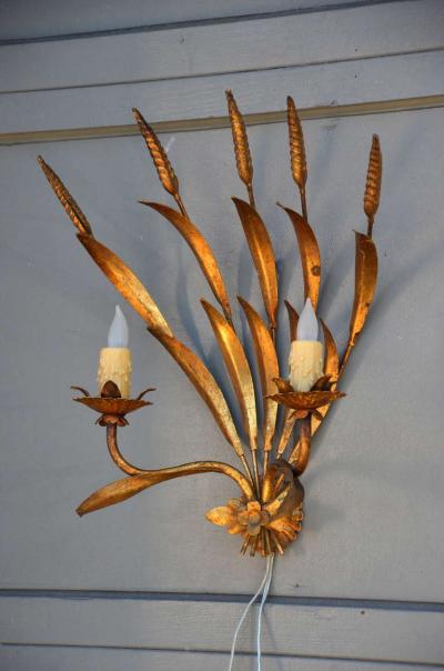 Pair Of Elegant French Gilt Metal Sconces
