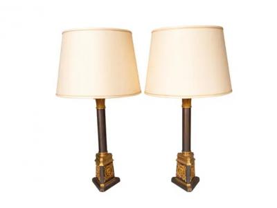 Pair Of Empire Style Bronze Table Lamps