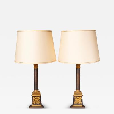Pair Of Empire Style Bronze Table Lamps