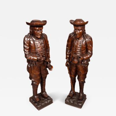 Pair Of English Carved Walnut Figures Of Country Gentleman
