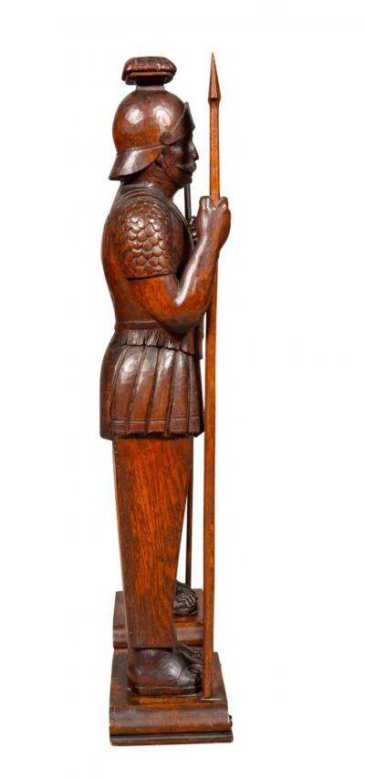 Pair Of European Carved Oak Roman Centurions