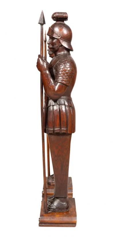 Pair Of European Carved Oak Roman Centurions