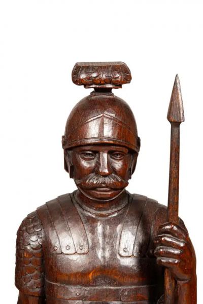 Pair Of European Carved Oak Roman Centurions