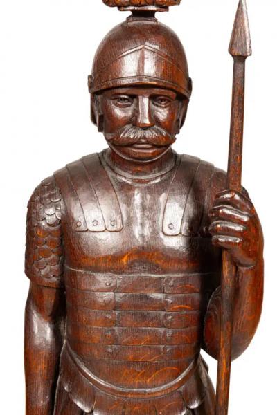 Pair Of European Carved Oak Roman Centurions
