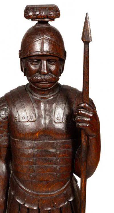 Pair Of European Carved Oak Roman Centurions
