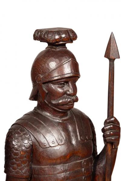 Pair Of European Carved Oak Roman Centurions