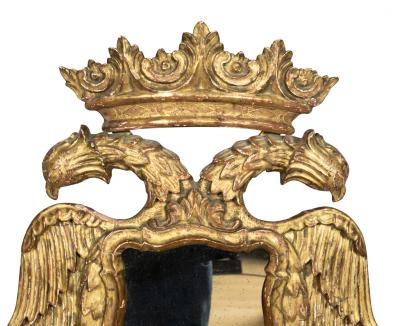 Pair Of European Giltwood Double Headed Eagle Mirrors
