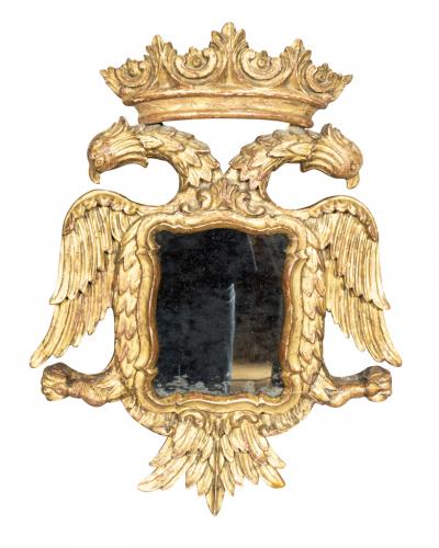 Pair Of European Giltwood Double Headed Eagle Mirrors
