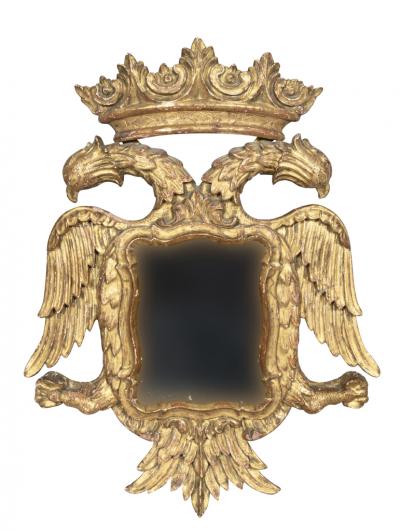 Pair Of European Giltwood Double Headed Eagle Mirrors