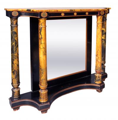 Pair Of Faux Marble Neoclassic Style Console Tables