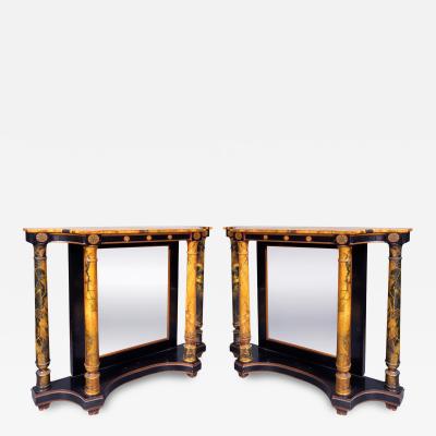Pair Of Faux Marble Neoclassic Style Console Tables