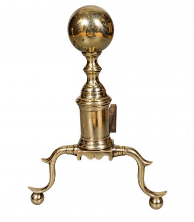 Pair Of Federal Brass Ball Top Andirons