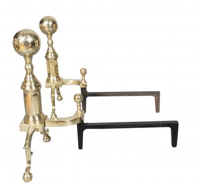 Pair Of Federal Style Brass Andirons