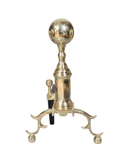 Pair Of Federal Style Brass Andirons