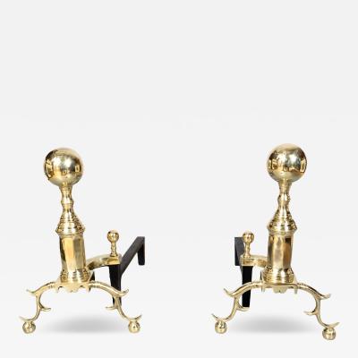 Pair Of Federal Style Brass Andirons