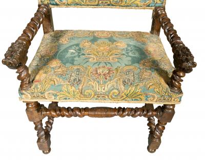 Pair Of Flemish Baroque Walnut Armchairs