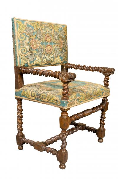 Pair Of Flemish Baroque Walnut Armchairs