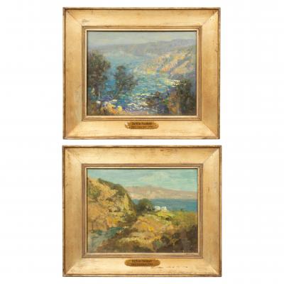 Pair Of Framed OIl Paintings Of Santa Barbara By DeWitt Parshall