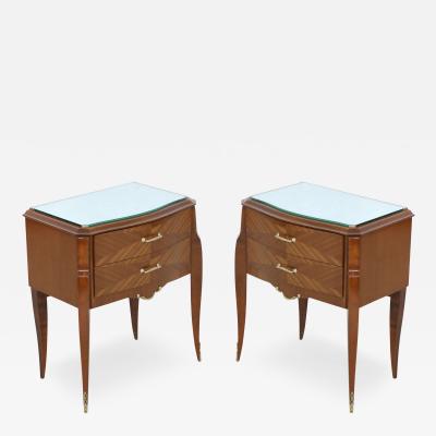 Pair Of French Art Deco 2 Drawer Commodes With Mirror Tops