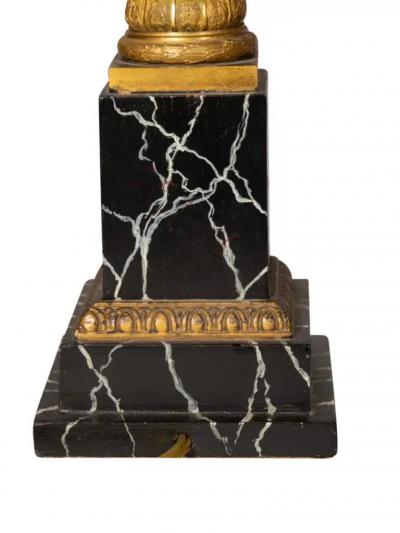 Pair Of French Empire Bronze and Faux Marble Table Lamps
