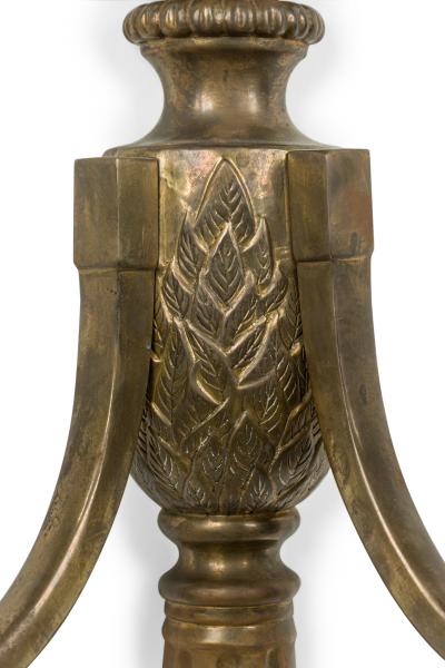 Pair Of French Empire Revival Bronze Two Light Wall Sconces