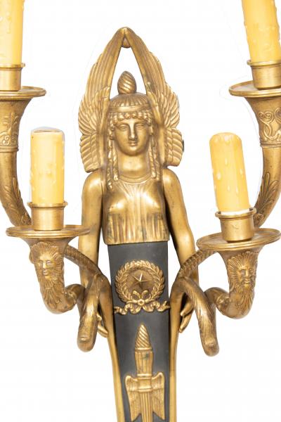 Pair Of French Empire Style Bronze Wall Lights