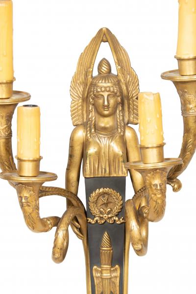 Pair Of French Empire Style Bronze Wall Lights