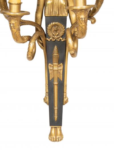 Pair Of French Empire Style Bronze Wall Lights