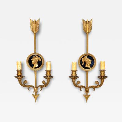 Pair Of French Empire Style Bronze Wall Sconces