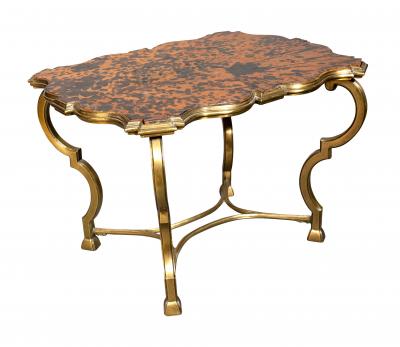 Pair Of French Moderne Bronze And Faux Tortoise End Tables