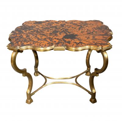 Pair Of French Moderne Bronze And Faux Tortoise End Tables