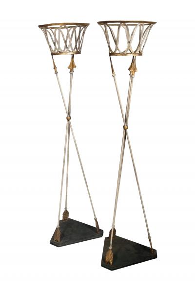 Pair Of French Wrought Iron And Tole Planters