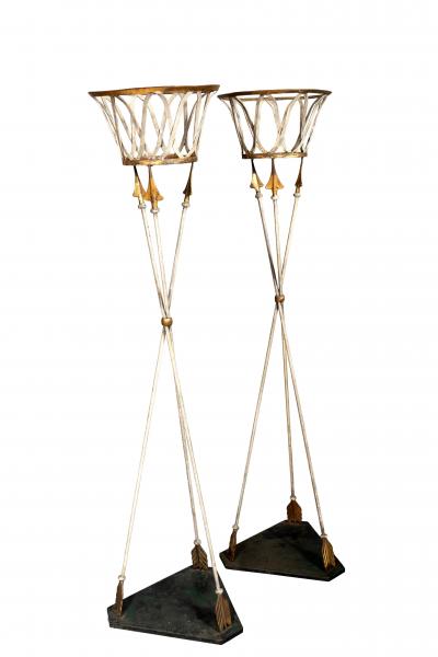 Pair Of French Wrought Iron And Tole Planters