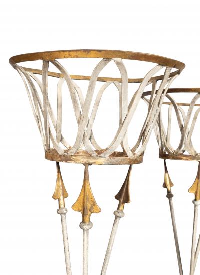 Pair Of French Wrought Iron And Tole Planters