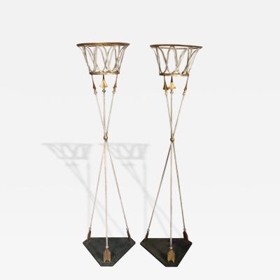 Pair Of French Wrought Iron And Tole Planters