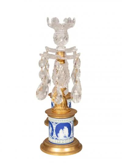 Pair Of George III Cut Glass And Jasper Ware Candlesticks