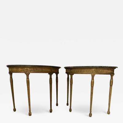 Pair Of George III Giltwood Demilune Console Tables