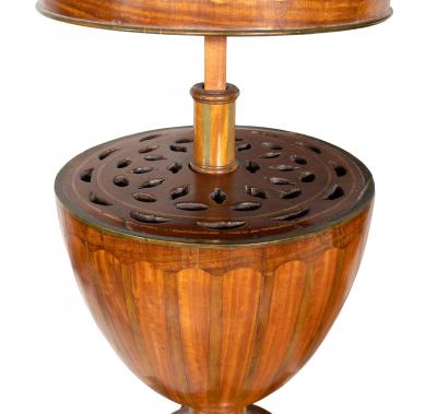 Pair Of George III Mahogany And Satinwood Telescopic Knife Urns