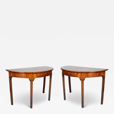 Pair Of George III Mahogany Demilune Side Tables