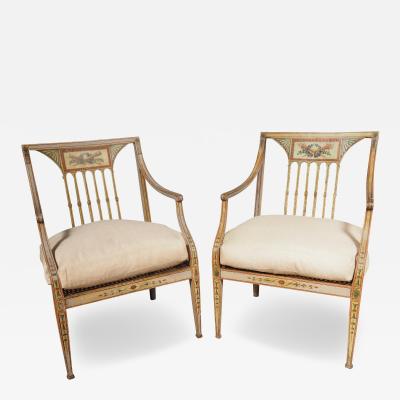Pair Of George III Painted Armchairs