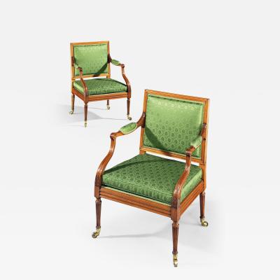 Pair Of George III Satinwood Armchairs